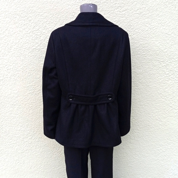 CALVIN KLEIN (USA) LADIES BLACK DOUBLE-BREASTED WOOL BLEND LUXURY PEACOAT - Picture 10 of 17